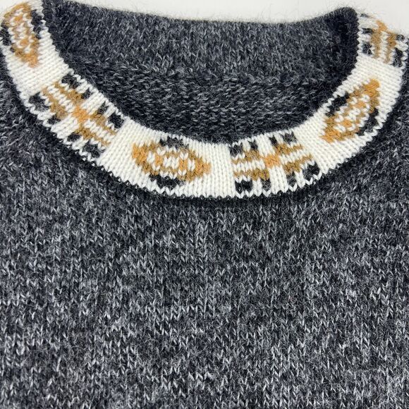 Vintage Alpaca Sweater Long Sleeve Pullover Black Beige White - Picture 2 of 8